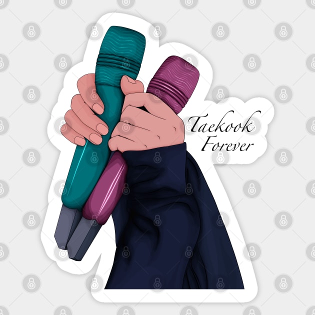 Taekook Forever - k pop - BTS - Black Sticker by SemDesigns